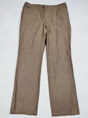 Eileen Fisher Heavy Linen High Rise Straight Leg Trouser Brown Women’s M